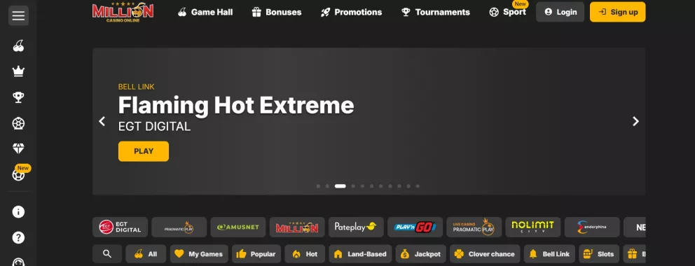 Million Casino – 200% tot €2.500 + 300 Gratis Spins welkomstbonus voor nieuwe spelers